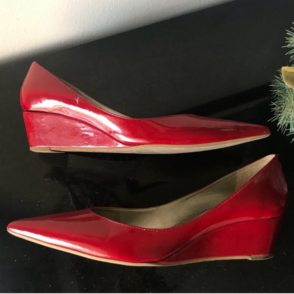 Nine West Patent Leather Low Wedge Heel